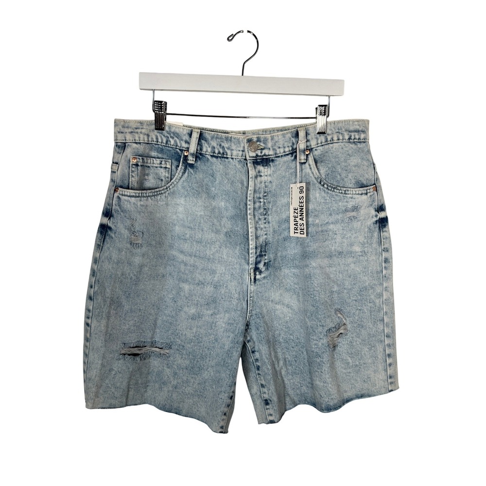 90's A-Line Acid Wash Distressed High Rise Jean Shorts Size 15 NWT